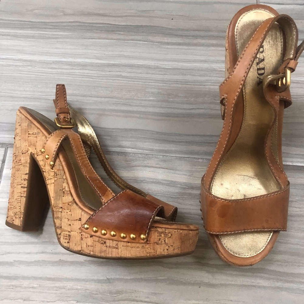 Vintage Prada Sling backs with Cork Sole